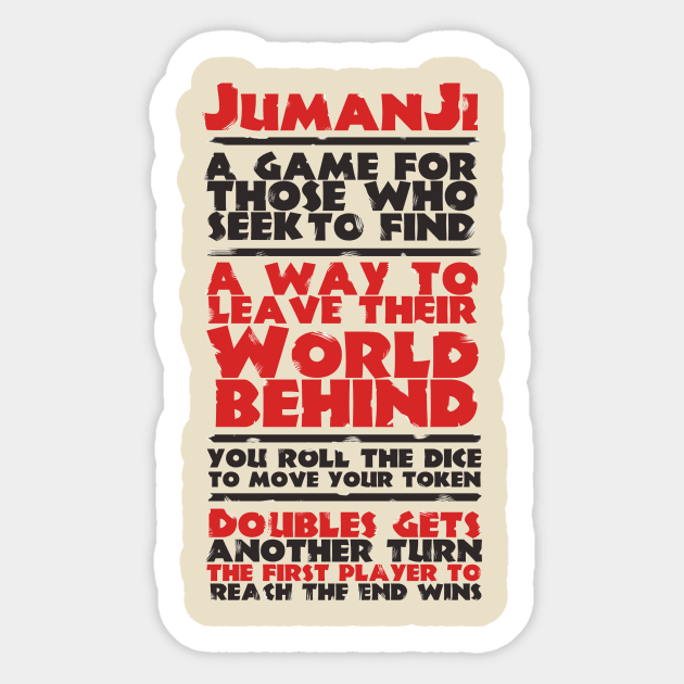 Jumanji rules Sticker by Toopie